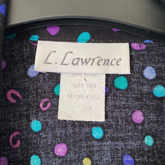 VTG 90s L.Lawrence 100% Rayon 2‎ Piece Set Suit Wide Leg Pants Blouse 2X Multi - Picture 4 of 12